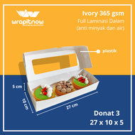 (Isi 20 pcs) Dus Donat isi 3 Kraft Laminasi 27x10x5// dus roti/ dus cookies/ box kraft/ dus baju