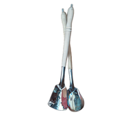 HEAVY DUTY PURE STAINLESS SANDOK WITH WOODEN HANDLE SET
