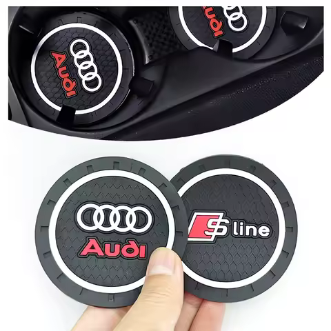 2Pcs Car Waterproof Coasters Water Cup Holder Non-Slip Mat Accessories For Audi A3 8P Q3 A4 B6 A5 Q2