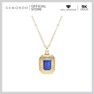Gemondo สร้อยพร้อมจี้ล็อกเก็ตเงินแท้ 925 ชุบทอง 18K ประดับลาพิส ลาซูลี (Lapis Lazuli) ดีไซน์ทรงเรข