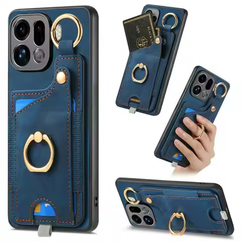 Luxury Case For OPPO FIND X9 Pro 5G Leather Card Holder Wallet Funda For OPPO Find X5 Pro Ring Back 