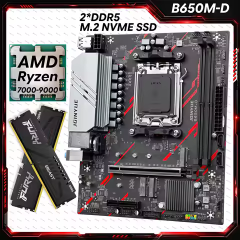 JGINYUE AM5 B650 Motherboard Set With Ryzen 7000-9000 DDR5 Dual Channel Multi-option ARGB B650M-D NV