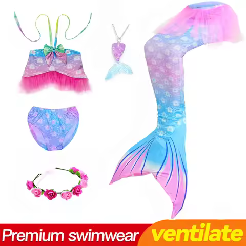 Little Mermaid Tail Ariel Mermaid Costume Girl Mermaid Cosplay Costume Birthday Gift Pool Swimming N