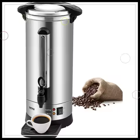 16.5L Large Coffee Urn, 1500W Electric Coffee Maker for Quick Brewing, Stainless Steel Hot Water Dis