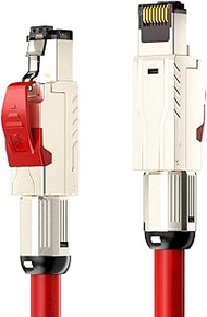 AMPCOM 82ft/25m Cat8 Ethernet Cable(Red) S/FTP 22AWG Screened Solid Cable 2000Mhz(2Ghz) up to 40Gbps