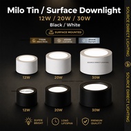 Surface Mount 12W 20W 30W  Black/White LED Surface Milo Tin Downlight Lampu LED Surface Downlight