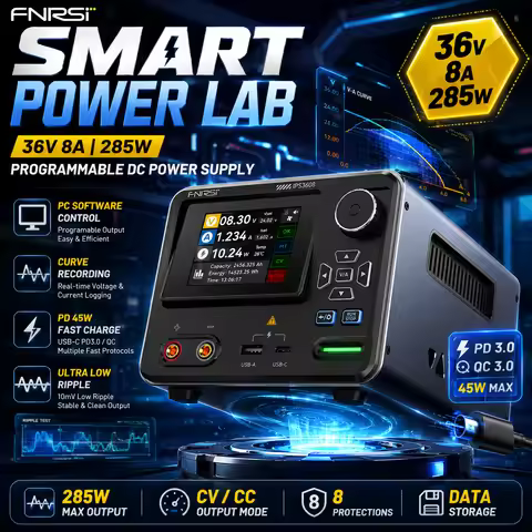 FNIRSI IPS3608 36V 8A 285W DC Power Supply Adjustable Bench PSU Programmable Power Supply PD3.0 QC3.