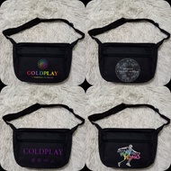 Tas Selempang Hitam Coldplay Series Bahan Kanvas Premium / Sling Bag Motif Band Coldplay / Tas Bahu 