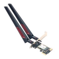 M.2 WiFi (Socket 1 A/E Key)轉PCIe x1介面卡，附雙刀槳天線、藍芽USB線，適用無線網卡