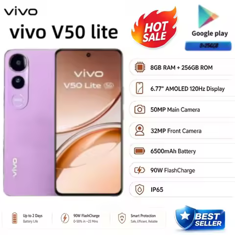 2026 new VIVO V50 Lite 5G Phone, 8GB RAM 256GB Storage, 32MP Selfie, 50MP Sony Camera, 6500mAh Batte