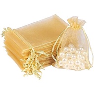 HRX Package 100pcs White Organza Bags, 4x6 inch Mesh Bags Drawstring Gift Bags Jewelry Pouches for C
