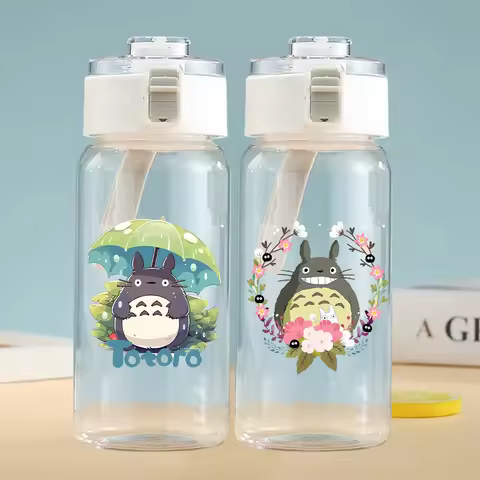 My Neighbor Totoro 600ml Transparent Water Cup for Men Women Anime Cartoon Printed Cups Students Por