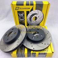 PERODUA MYVI 1.0  MYVI 1.3 (2003~2010) FRONT DISC ROTOR AND BRAKE PAD SPORT SLOTTED & DRILLED ANTI R