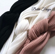 Hijab Pashmina Plisket Ceruty Babydoll Premium Warna Hitam