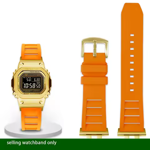 Diamond Inlaid watchband For Casio 35th Anniversary G-SHOCK Series GMW-B5000 Small Gold Silver Block