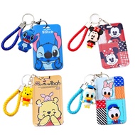 Cartoon Student Portable Stitch Credit ID Card Lanyard 3D Doll Card Case Keychain Card Holder