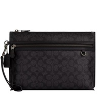 Coach Carry All Pouch In Signature Canvas in Charcoal/ Black CY985