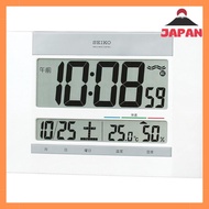 [Direct from Japan][Brand New]Seiko Clock Wall Clock Dual-Use Electric Wave Digital Calendar Comfort Temperature Humidity Display Thin White Pearl SQ429W