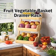 Bamboo Wood 3 Tier Fruit Vegetable Basket Drainage Rack Kitchen Storage Organizer Rak Sayur Peniris 