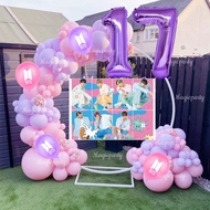 78pcs/set BTS Balloon Garland Arch Kit Purpel 10-18 Years Old Birthday Wedding Balloons Party Decora