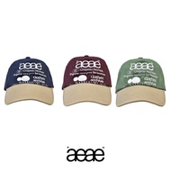 [AEAE] Web Logo Two Tone Ball Cap LOGO Vintage Unisex Cotton Casual (Beige Navy/Beige Green/Beige Bu