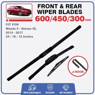Front Rear Windscreen Wiper Blades Brushes For Mazda 6 2014 2015 2016 2017 GJ GL Atenza Mazda6 LHD R
