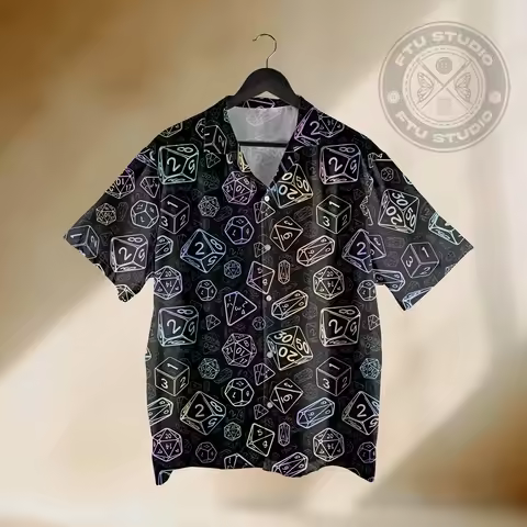 Summer's Latest Fashion: 3D Printed Cartoon Elements. Casual Style Men's Collar-neck Button-down Sho