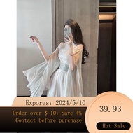 01Designer Original Modified Cheongsam Dress off-the-Shoulder Flow Fairy Skirt with Wide Sleeves Formal Dress High-End