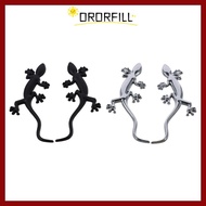 ORORFILL 4pcs  Gecko Metal Car Emblem, Silver and Black Gecko Shape Gecko Car Stickers, Zinc Alloy 1