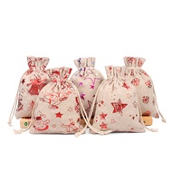 Christmas Decoration Linen Gift Bag Drawstring Bundle Pocket Christmas Countdown Day Cloth Bag DIY Holiday Gift Bag