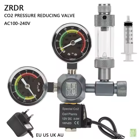 AC100-240V Aquarium CO2 regulator Solenoid valve Bubble meter CO2 reaction control Fish tank CO2 pre