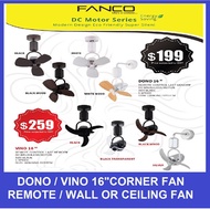 FANCO DONO / VINO DC Corner Fan - Ceiling mount / Wall mount / Remote