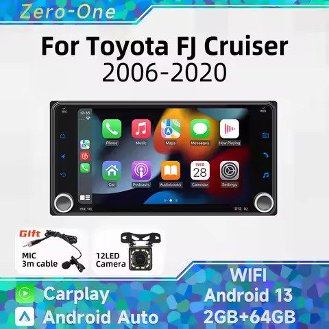 2 Din 7" Stereo Wireless Carplay Android Car Multimedia Radio for Toyota FJ Cruiser 2006-2020 Head U