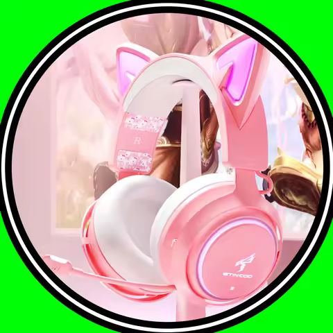 Somic GS510 Gamers Headphone With Microphone Cat Ears Rgb Light Colorful Cute Headset Noise Reductio