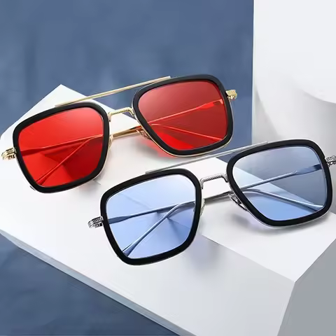 Brand Designer Iron Man Tony Stark Fishing Sunglasses For Men Square Outdoor Sport Driving Sun Glass