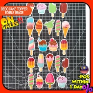 Happy Birthday Cake Topper Cupcake Aiscream Decoration Set Party Accessories Banner Hiasan Kek Desig