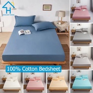 SUNLIGHT HOME 100% Cotton Solid Color Bedsheets,Soft Fitted Bed Sheets, Comfortable Mattress Protector,Mattress Cover(No Pillow Case)