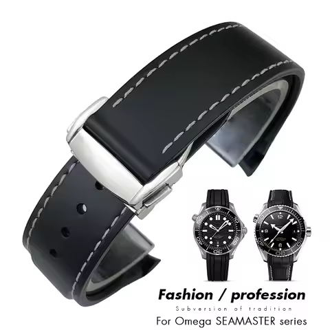 Watchband for Omega Seamaster 300 Speedmaster Planet Ocean 600 for Seiko 19mm 20mm 21mm 22mm Rubber 
