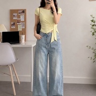 YOYO - New Trendy Highwaist Culottes Loose Wide Leg Jeans Korean StyleWanita