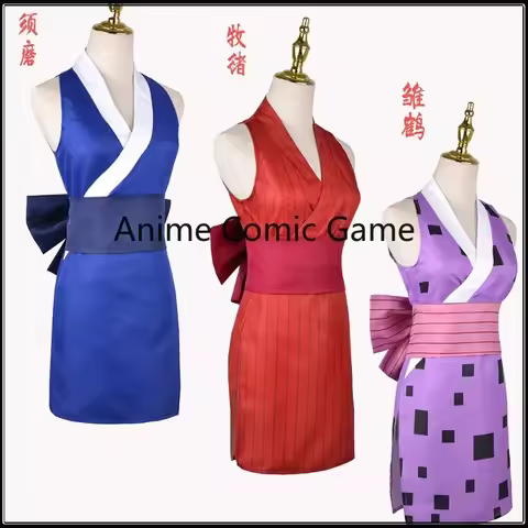 2025 In Stock Makio Suma Hinatsuru Tengen Cosplay Costume Red Blue Purple Skirt Japanese Kimono Hall