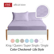 ENQ Fitted Hotel Bedsheet Checkered Color / Cadar Single / Katil Tilam Warna / Single Bedsheet / Que