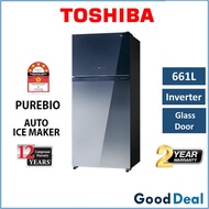 Toshiba RT835 Glass Door 661L Inverter Refrigerator Peti Sejuk Fridge