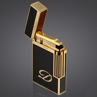 Bật Lửa Dupont Đen Chữ D Vàng D18V Dùng Gas Dòng 2 Lỗ Tiếng Kêu Cực Hay Cầm Chắc Tay (KHÔNG CHỨA XĂN