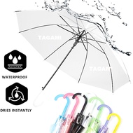 Foldable Lightweight Windproof Rain Shelter Clear Transparent Umbrella Payung