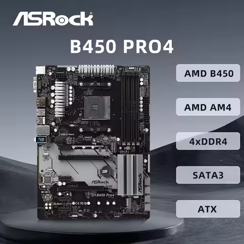 ASRock B450 PRO4 Motherboard Supports R9 5950X R7 5800X3D 5700X3D R5 5600X 5600G CPU 4xDDR4 3200 Mhz