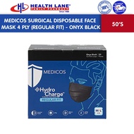 MEDICOS SURGICAL DISPOSABLE FACE MASK 4 PLY 50'S (REGULAR FIT) - ONYX BLACK
