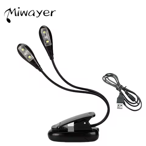 Miwayer Piano Music Stand Light Reading Lamp USB Dual Arms 4 LEDs Fashion Adjustable Lights Reading 