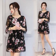 Đầm Mini Boho In Hoa Đầm Chữ A DỰ TIỆC Xếp Nếp Cổ Chữ V Mùa Xuân Đầm Đi Biển Mùa Hè Dáng Rộng Tay Lo