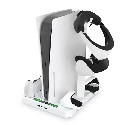 Ps5 Vertical Stand Vr Controller Charging Station 2 Cooling Fan 2 Headset Holder Base for Playstatio