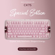 XVX CK75se Smoked Theme Mechanical Keyboard Pink Full RGB Hot Swap BT/2.4G Wired Jelly Keycaps & Acr